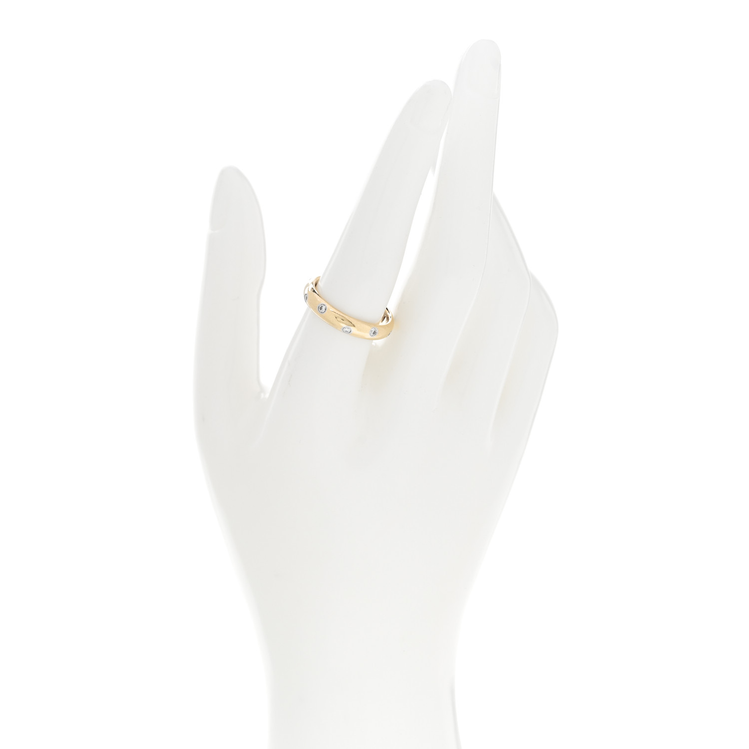 TIFFANY 18K Yellow Gold Platinum Diamond 4mm Etoile Band