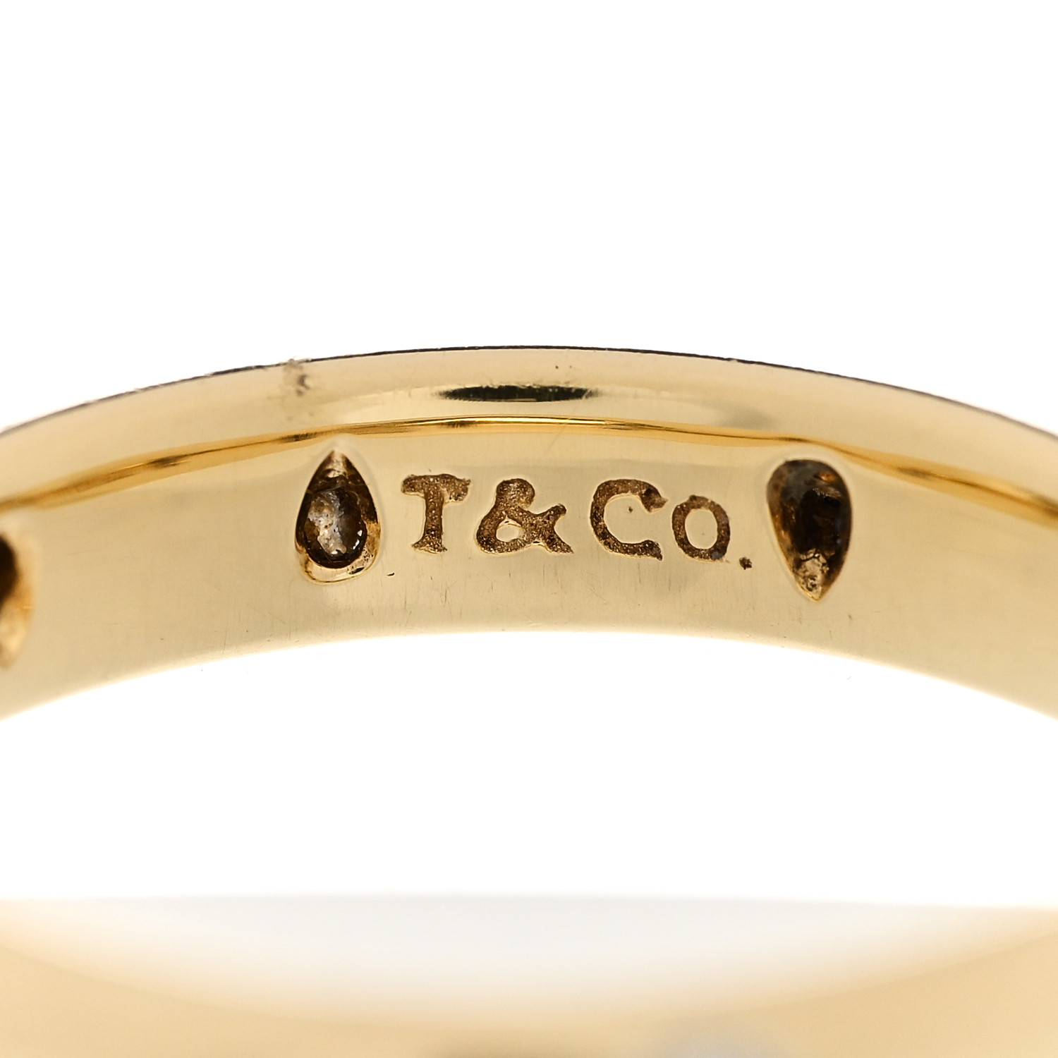 TIFFANY 18K Yellow Gold Platinum Diamond 4mm Etoile Band