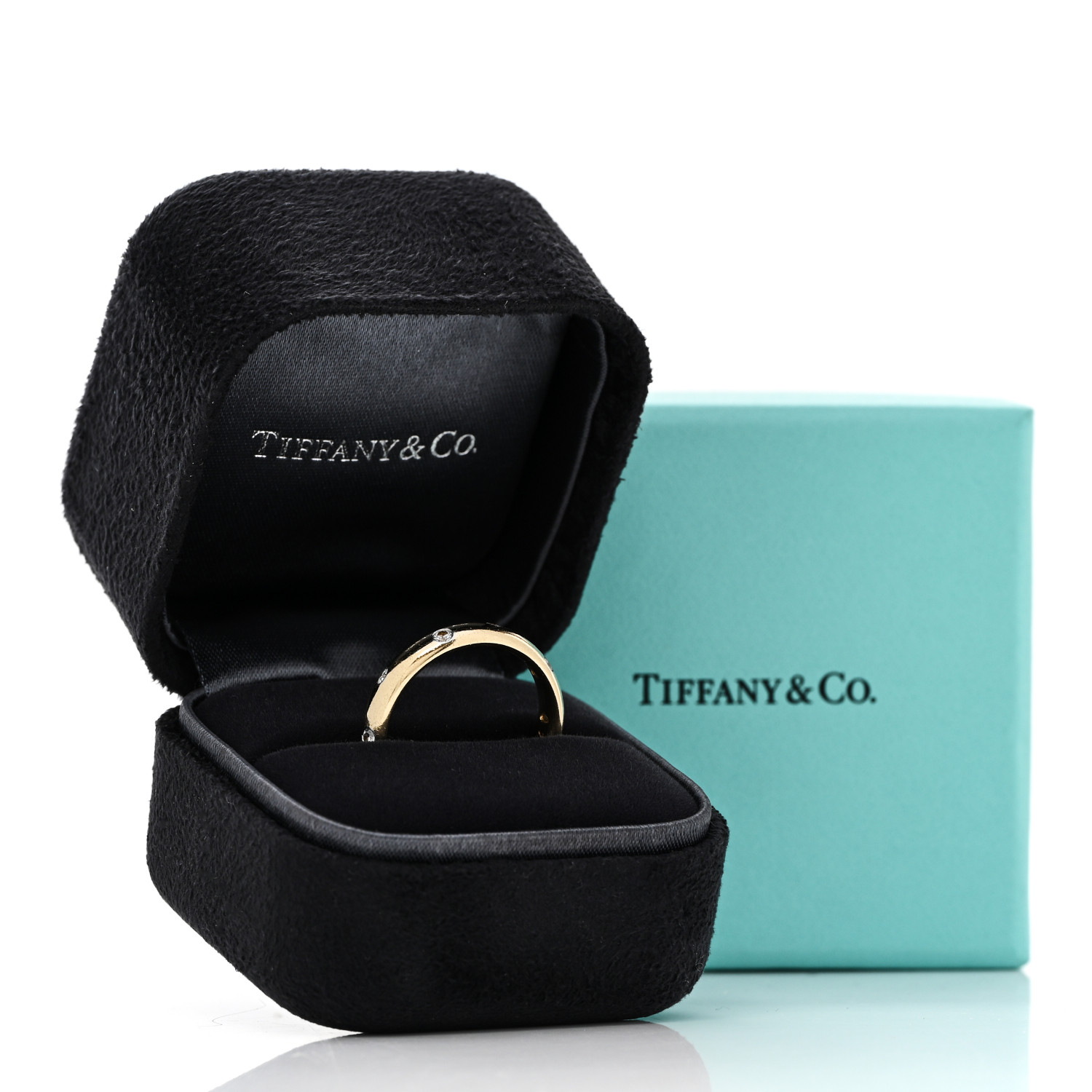 El loto ✨ティファニー TIFFANY 18K Yellow Gold Platinum Diamond 4mm Etoile Band