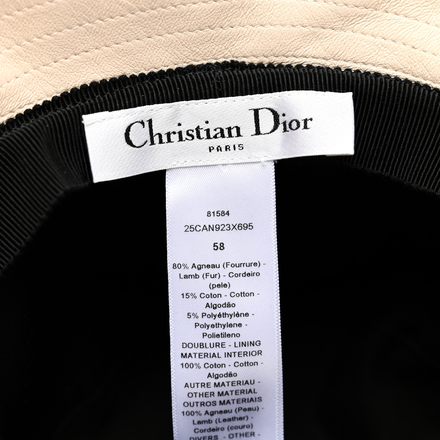 christian dior キャスケット　メッシュ　58 CHRISTIAN DIOR Shearling Cannage D-Bobby Bucket Hat 58 Ecru