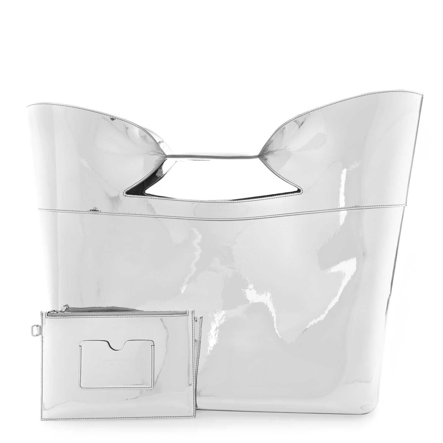 ALEXANDER MCQUEEN Metallic Faux Patent Large The Bow Bag