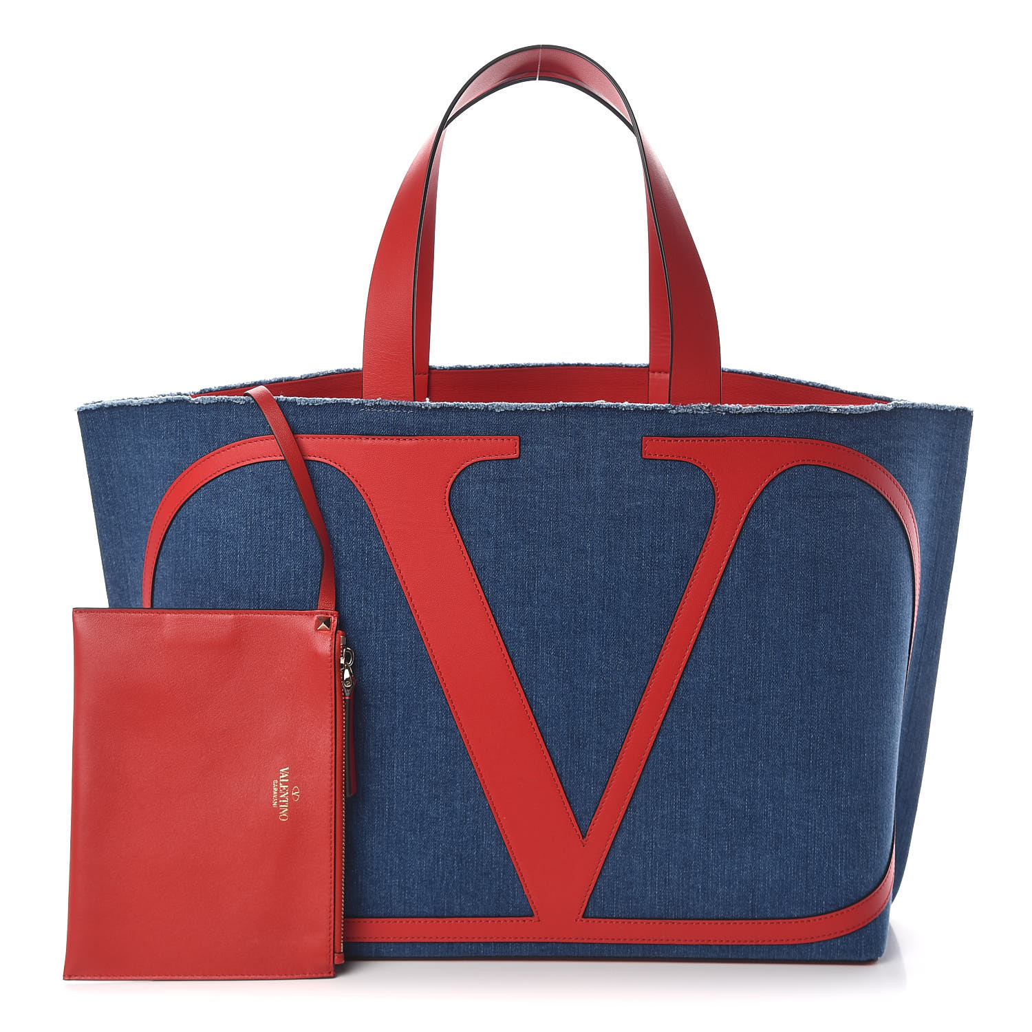 【Valentino】Escape ハンドバッグ VALENTINO GARAVANI Denim Large Escape Tote Blue Red 481879