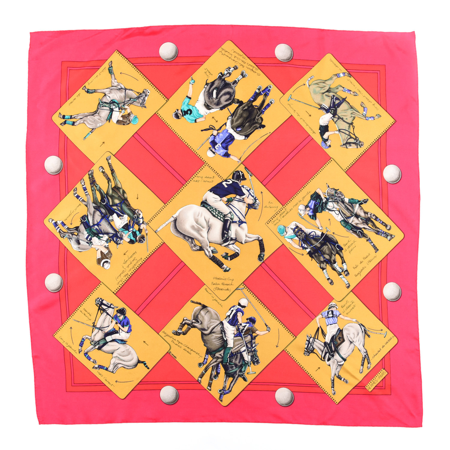 HERMES　LE MONDE DU POLO ポロの世界 馬柄 カレ45 HERMESLE MONDE DU POLO ポロの世界 馬柄 カレ45