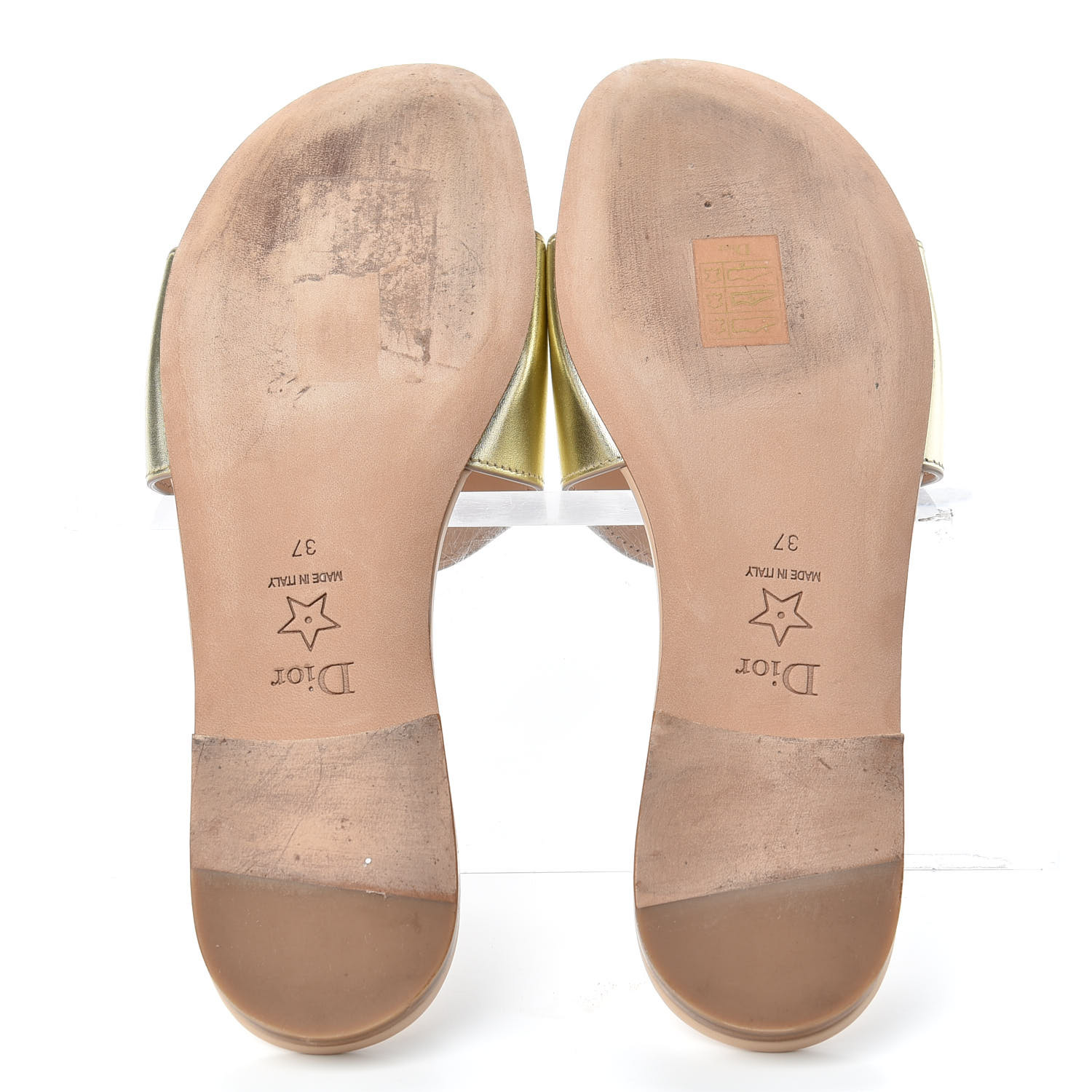 【幸福感♪】DIOR D-Club スライド/ミュール CHRISTIAN DIOR Calfskin D-Club Mule Sandal 38.5 Natural