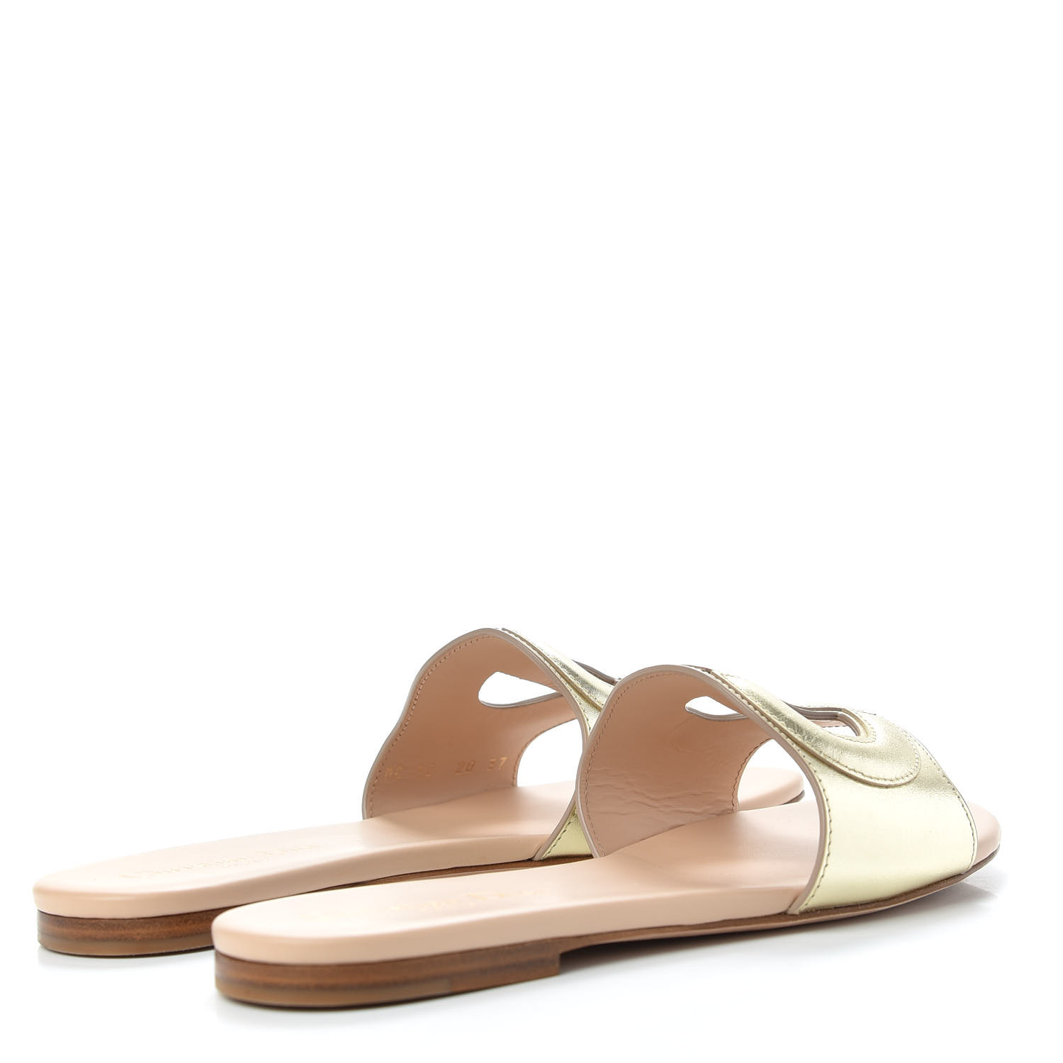 CHRISTIAN DIOR Metallic Calfskin D-Club Mule Sandal 37 Light