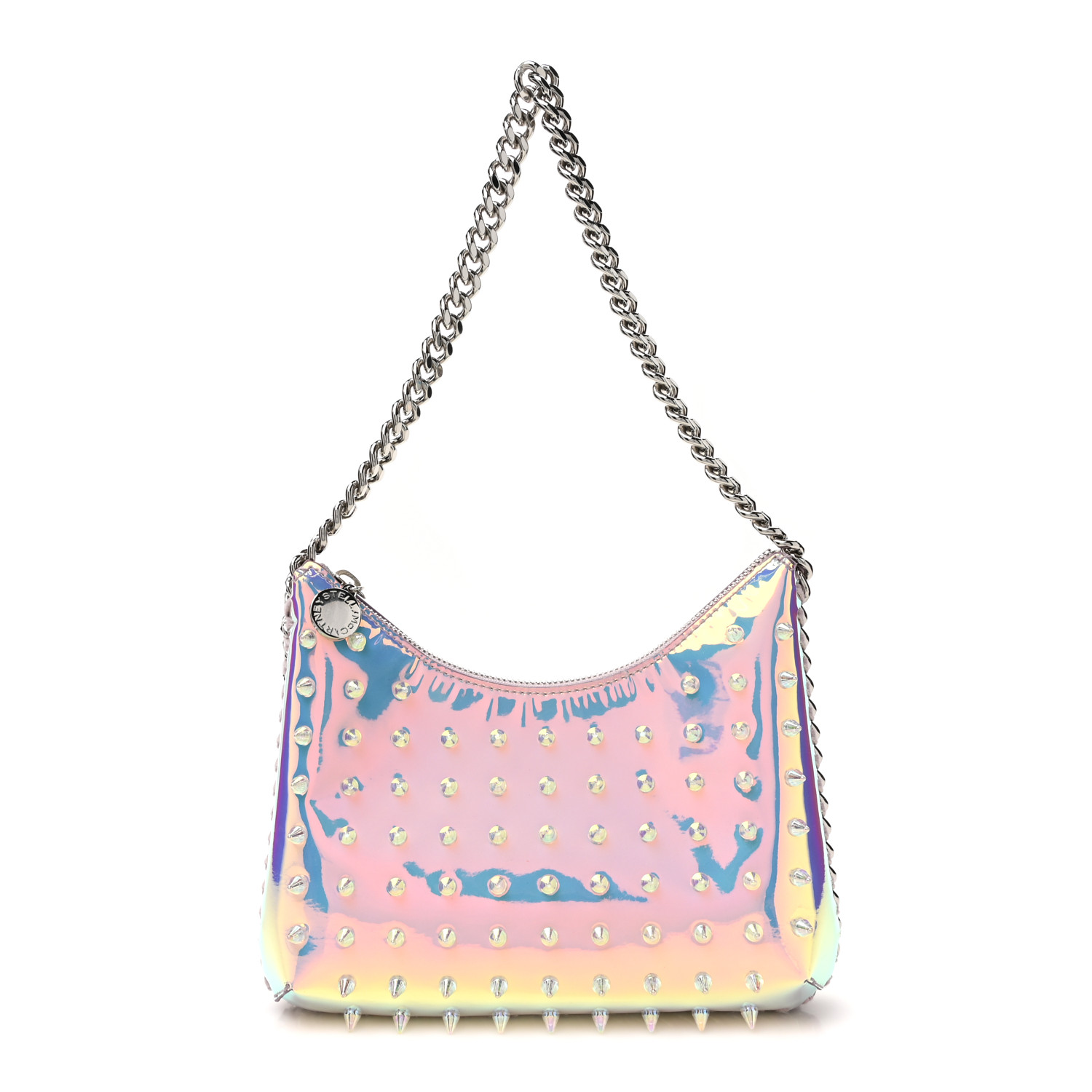 STELLA MCCARTNEY Holographic Faux Leather Mini Zip Spike