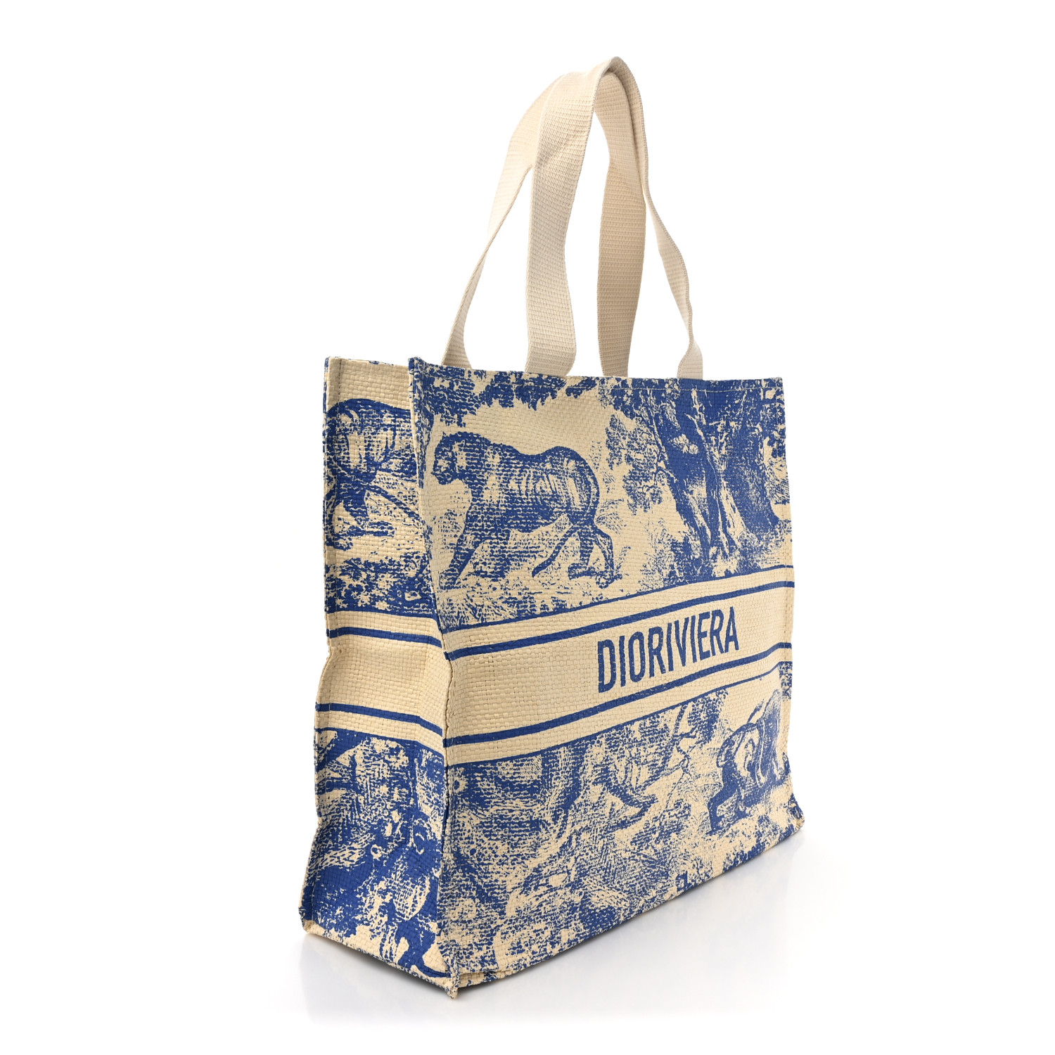 CHRISTIAN DIOR DIORIVIERA トートバッグ CHRISTIAN DIOR Straw Dioriviera Tote Blue 1503120 | FASHIONPHILE