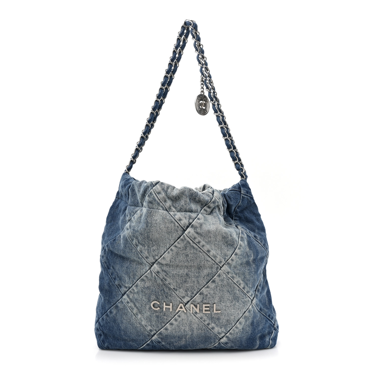 シャネル★ CHANEL Denim Sequin Chanel 22 Blue 1679319 | FASHIONPHILE