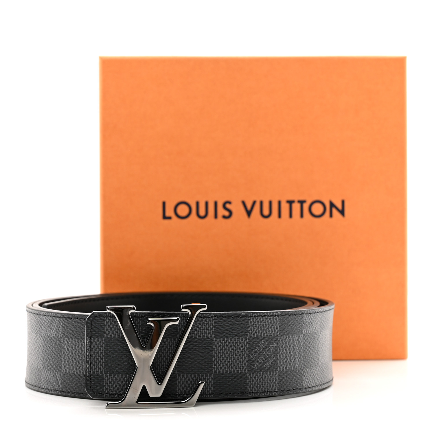 LOUIS VUITTON Damier Graphite 40mm LV Initiales Belt 110 44