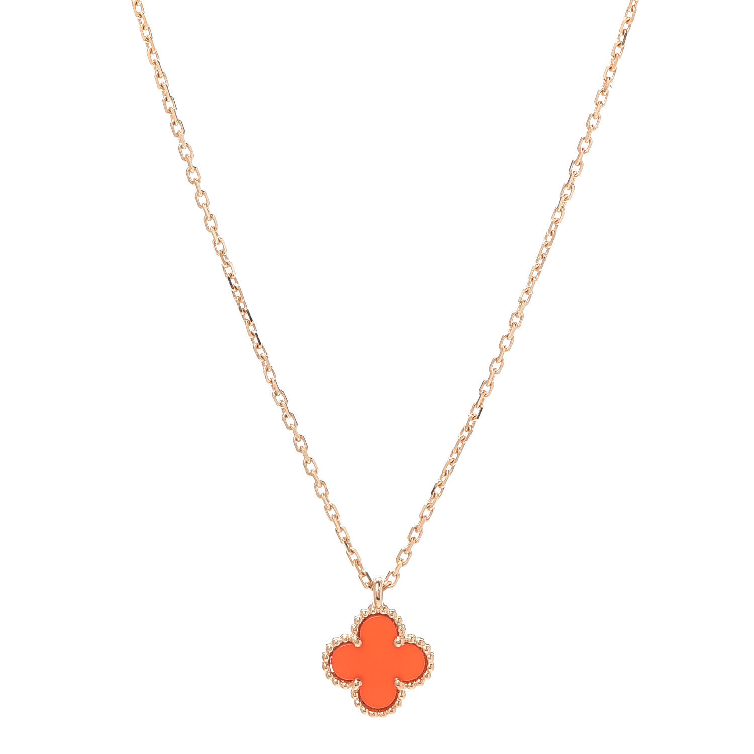 VAN CLEEF & ARPELS 18K Rose Gold Carnelian Sweet Alhambra