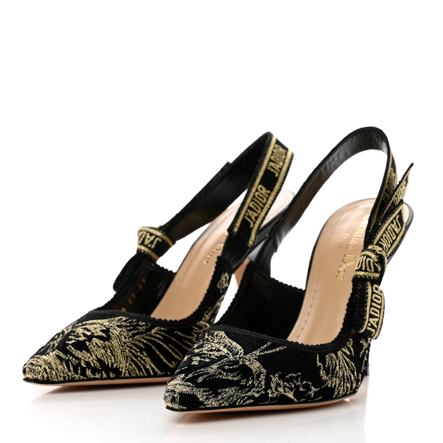 CHRISTIAN DIOR Lurex Ribbon Embroidered J'Adior Slingback