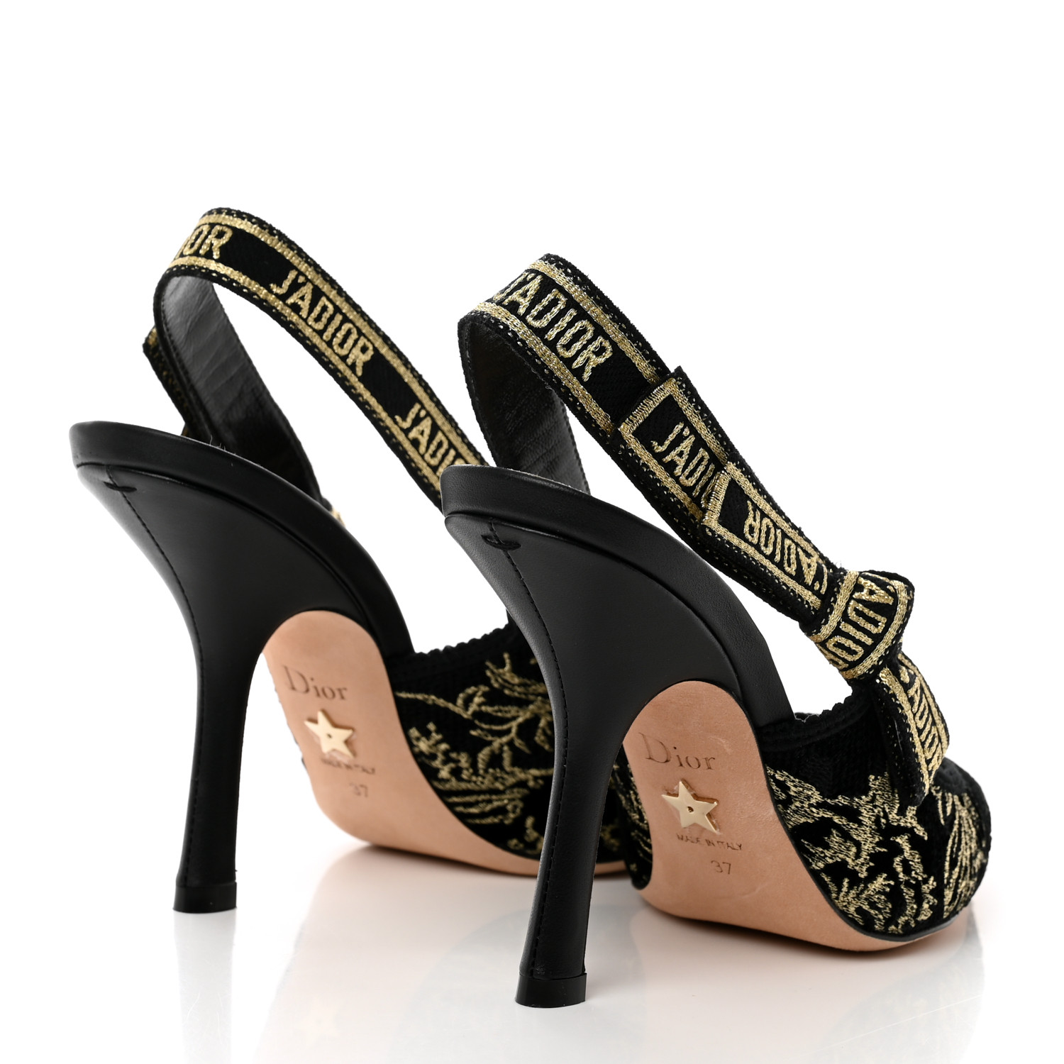 J'Adior Slingback Pump Black Microcannage Fabric Embroidered