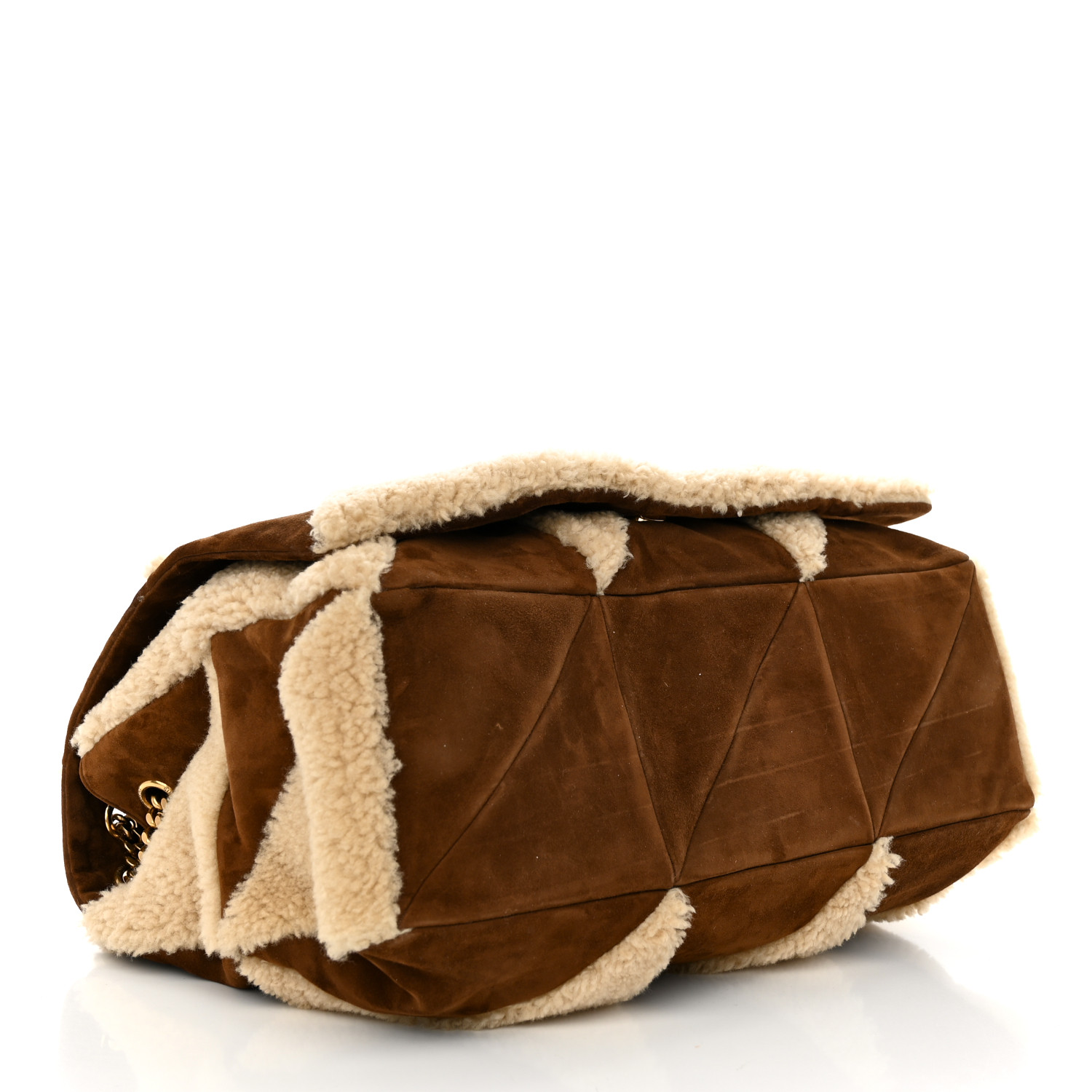 SAINT LAURENT Suede Shearling Patchwork Monogram Giant Jamie
