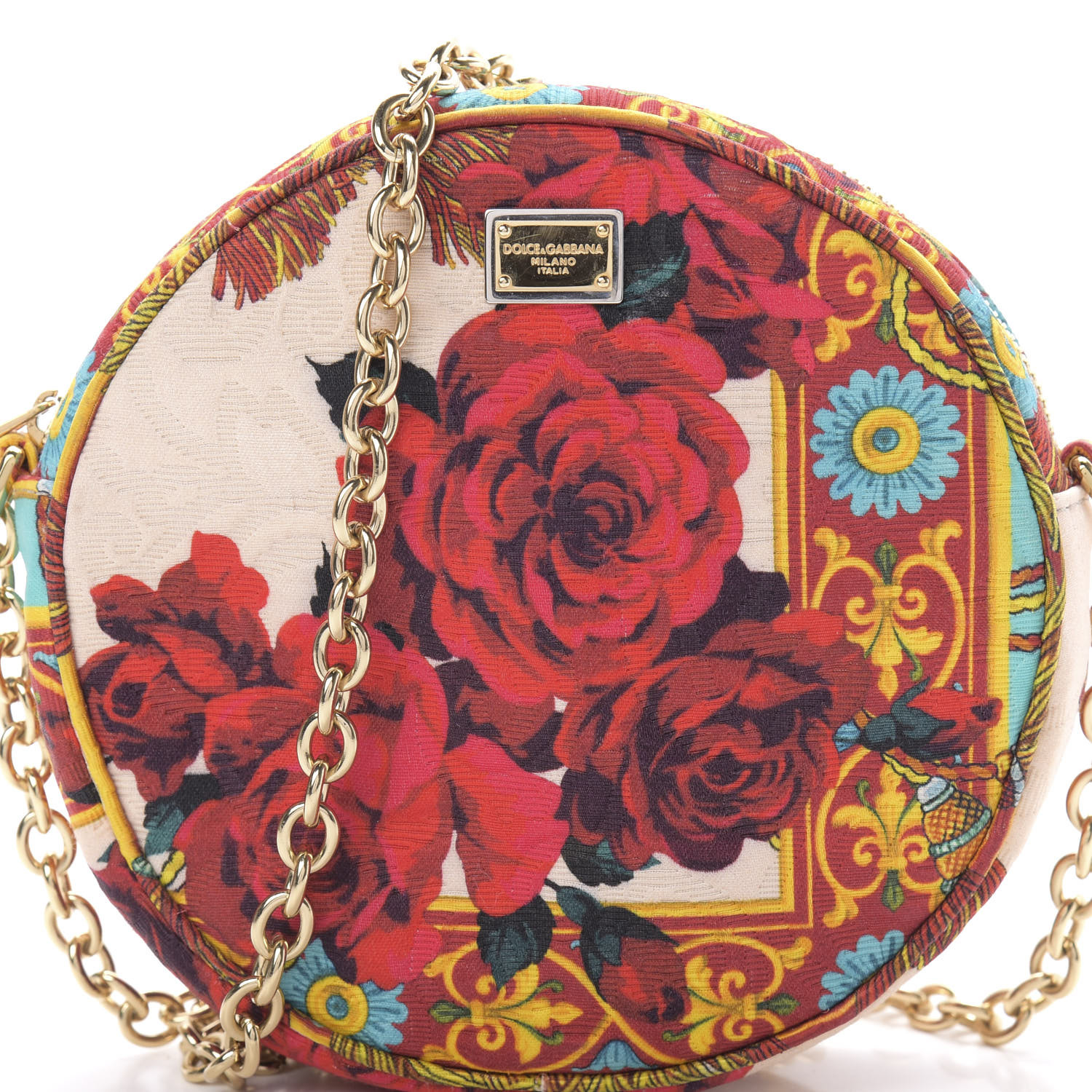 DOLCE & GABBANA Fabric Floral Print Round Crossbody