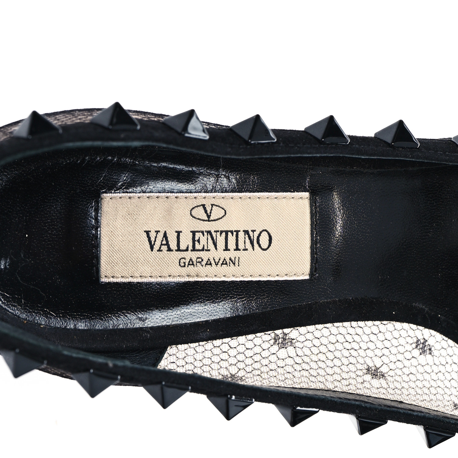 VALENTINO GARAVANI Mesh Point d'Esprit Calfskin Rockstud