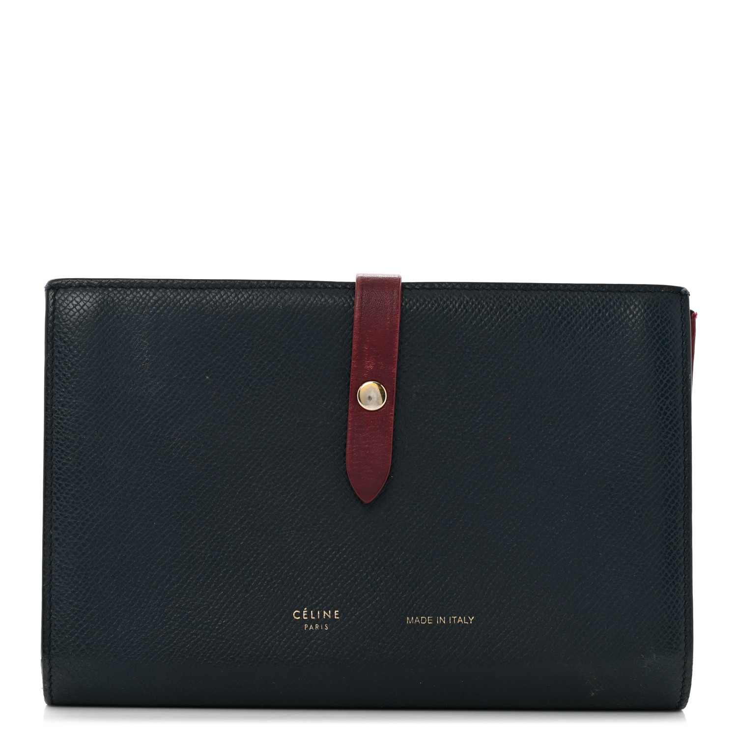 【CELINE】WALLET CELINE Grained Shiny Calfskin Large Multifunction Strap