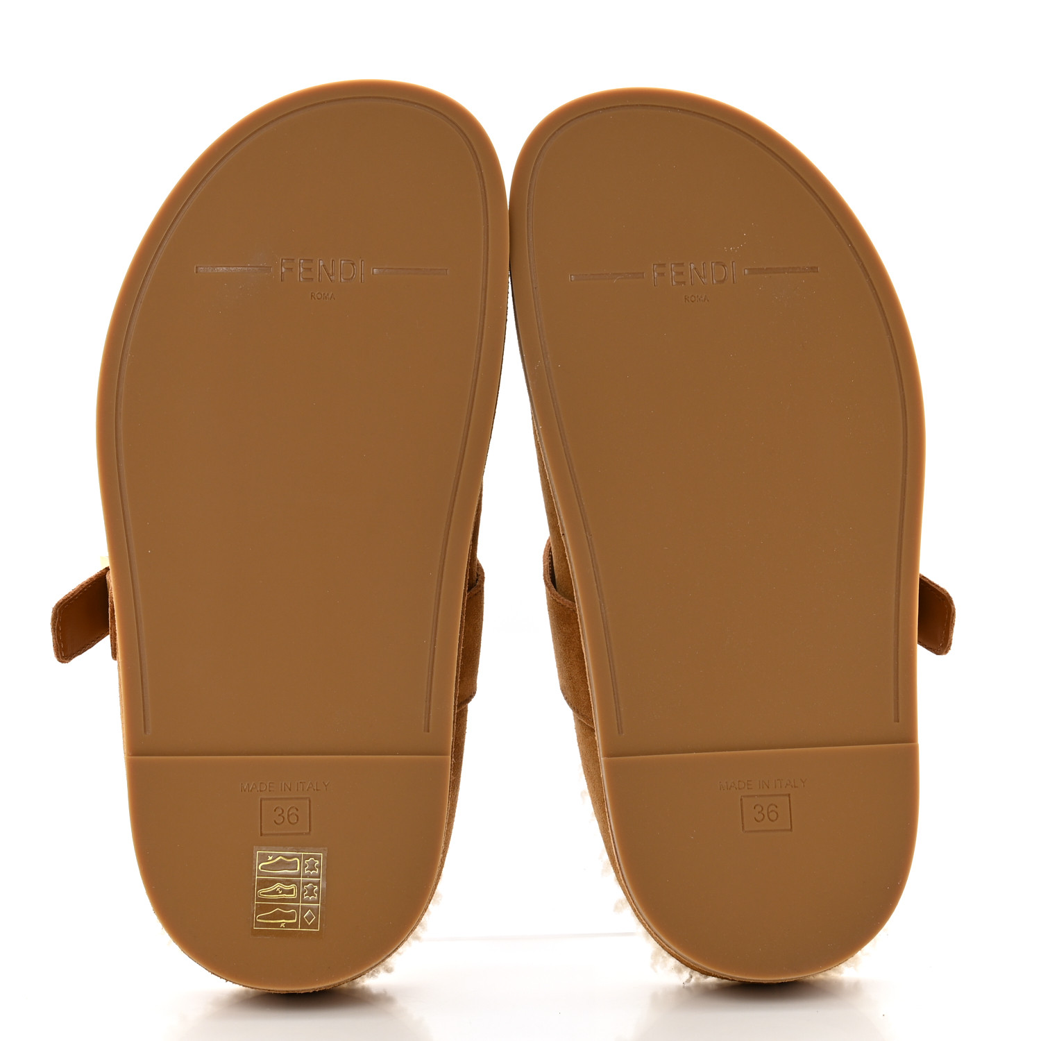 FENDI ロゴバックル　スウェード　パンプス　茶　太ヒール FENDI Suede Shearling Fendi Feel Buckled Clogs 36 Caramel