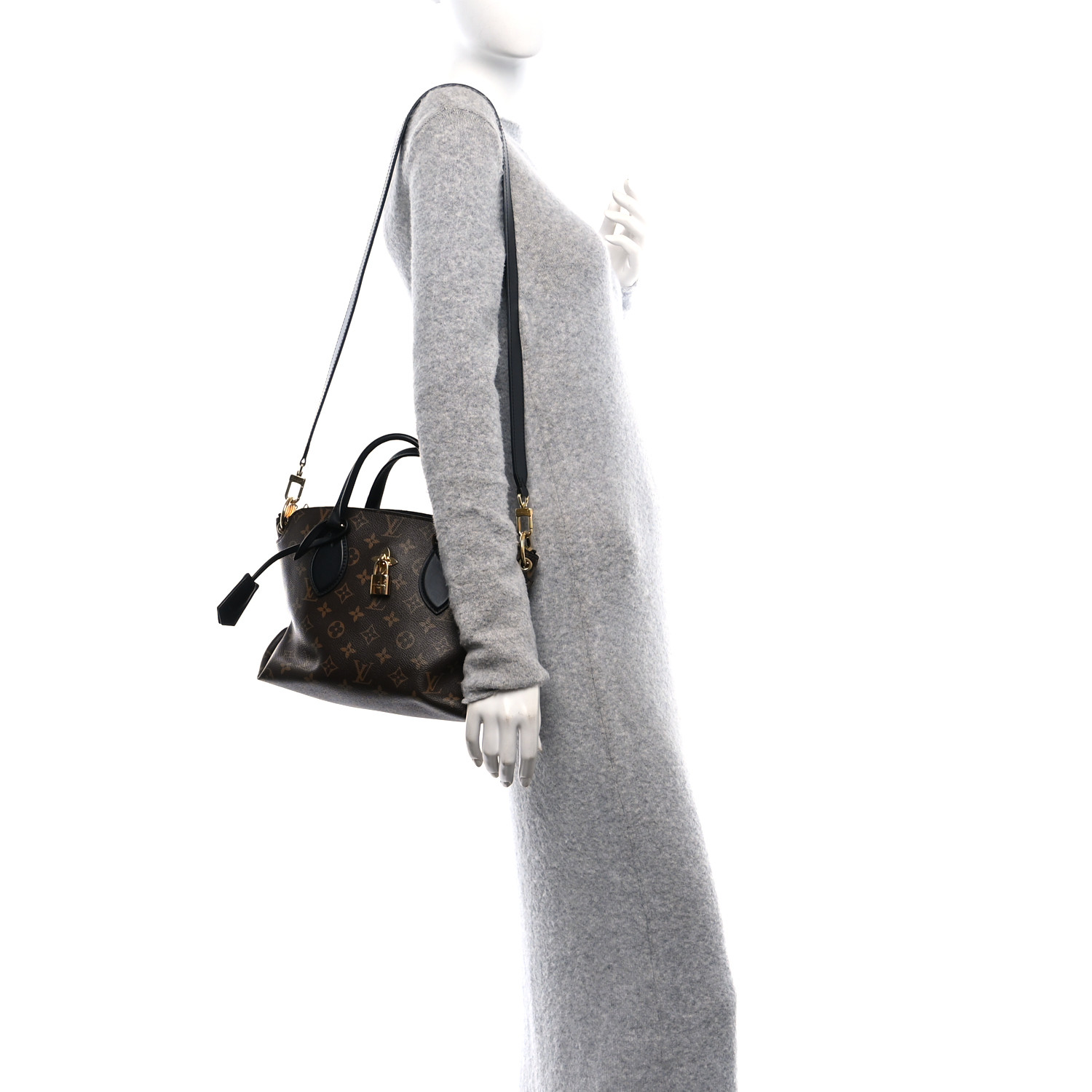 LOUIS VUITTON Monogram Flower Zipped Tote PM Black 1657404