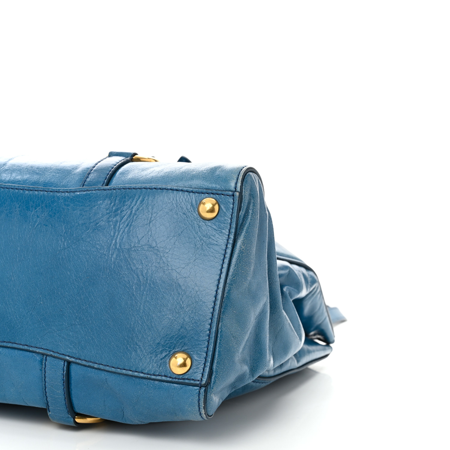 MIU MIU Vitello Shine Double Zip Tote Oceano 1662815