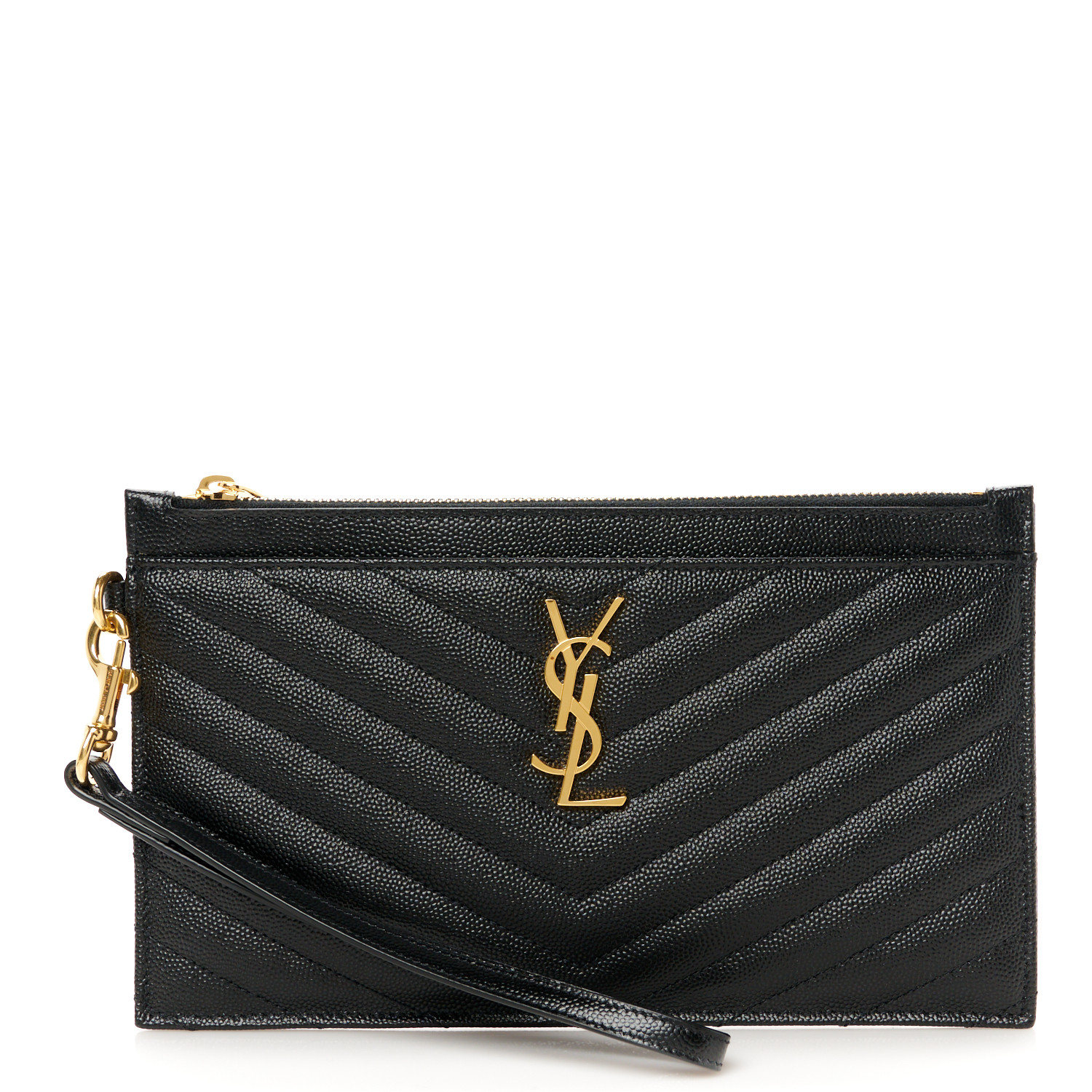 SAINT LAURENT Grain De Poudre Chevron Monogram Large Bill