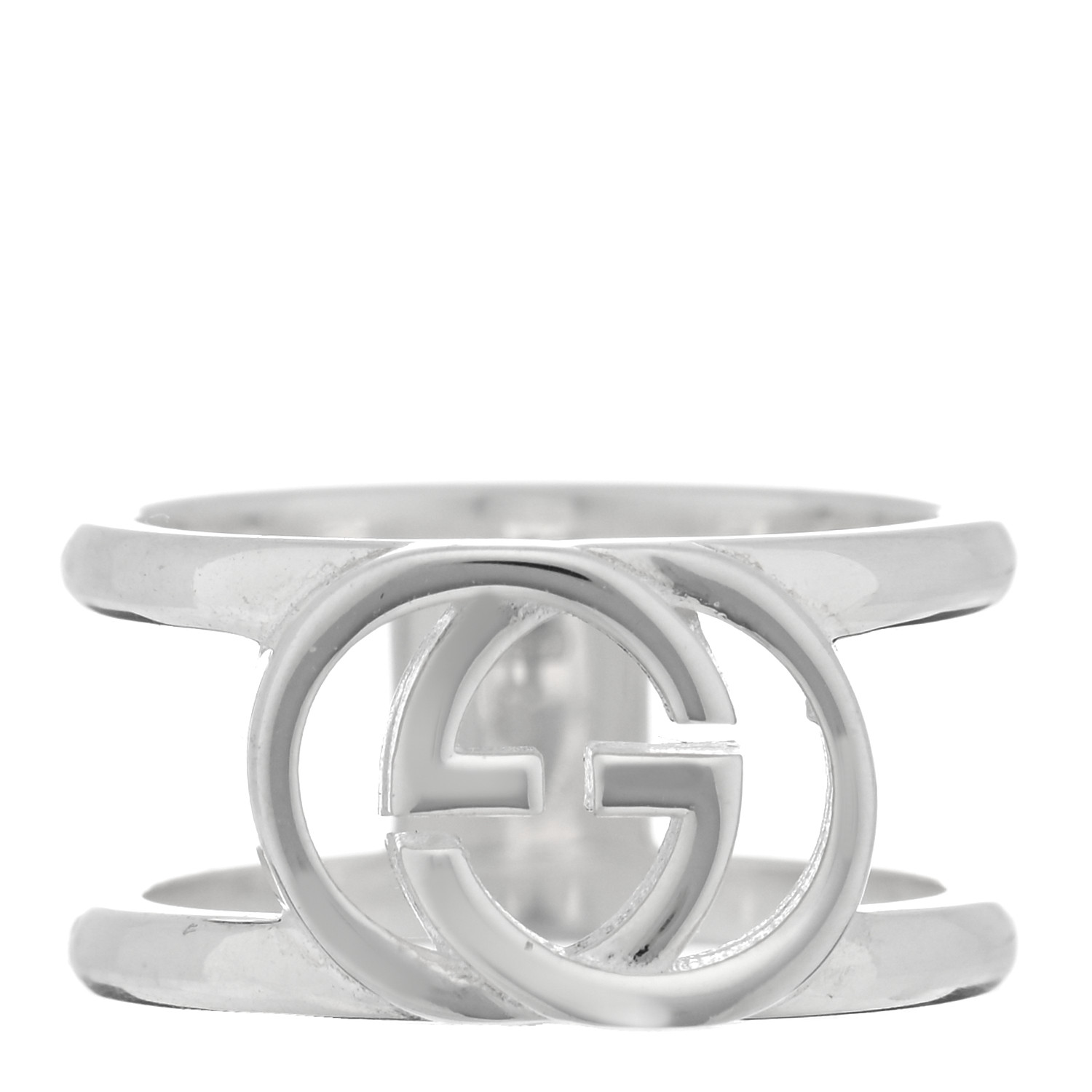 GUCCI Sterling Silver 9mm Interlocking G Open Band Ring 47 4