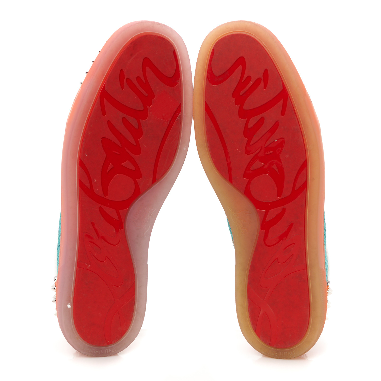 CHRISTIAN LOUBOUTIN Patent Calfskin Mesh Suede Seavaste Flat