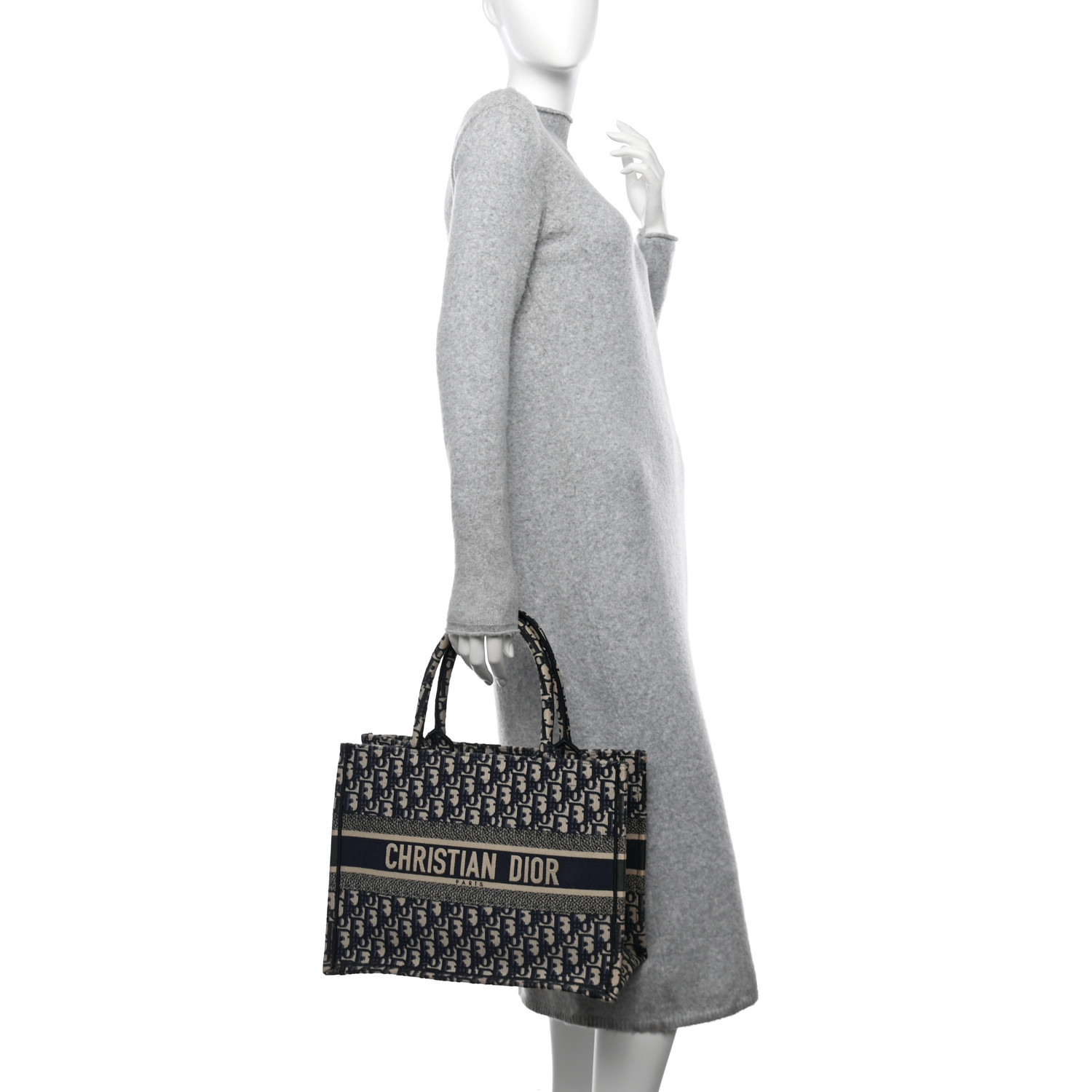 CHRISTIAN DIOR Oblique Medium Book Tote Blue Multicolor