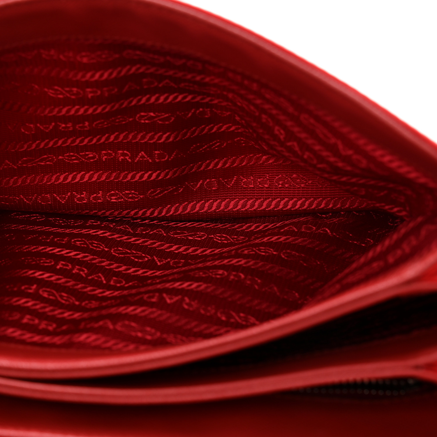 PRADA Saffiano Tessuto Nylon Chain Shoulder Bag Rosso