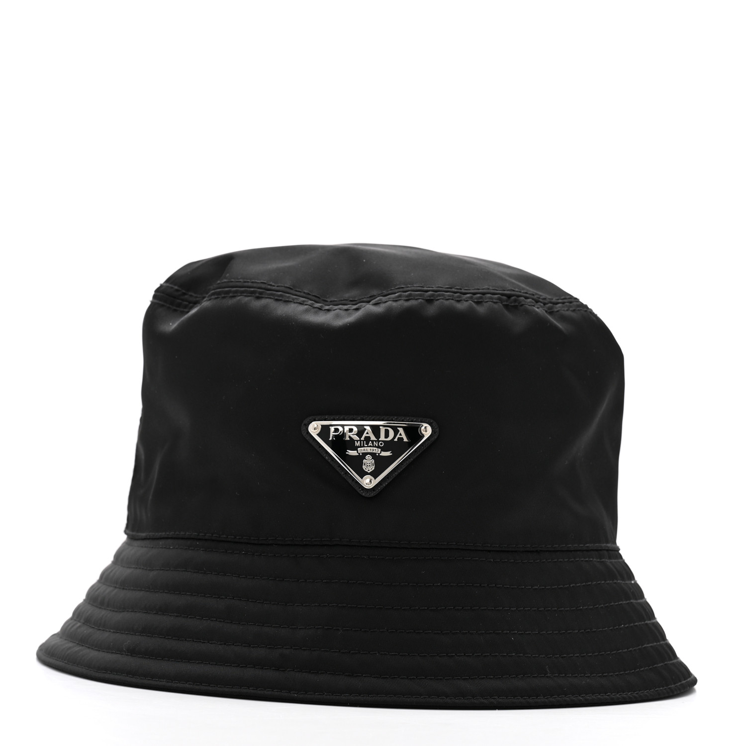 ★PRADA★ Triangle Logo Re-Nylon Bucket Hat Black 2HC1372DMI PRADA Re-Nylon Metal Triangle Logo Womens Bucket Hat XL