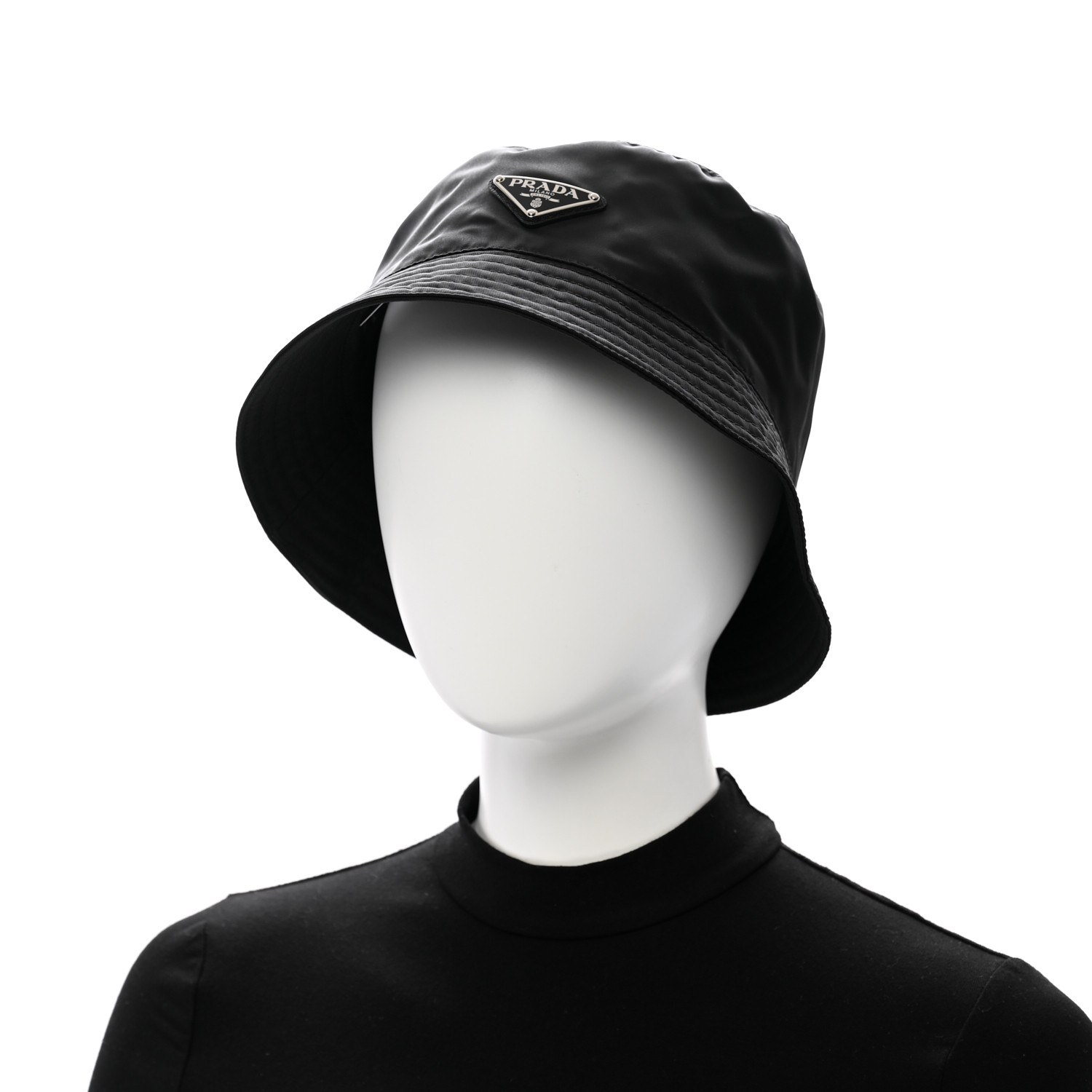 PRADA Re-Nylon Metal Triangle Logo Womens Bucket Hat XL