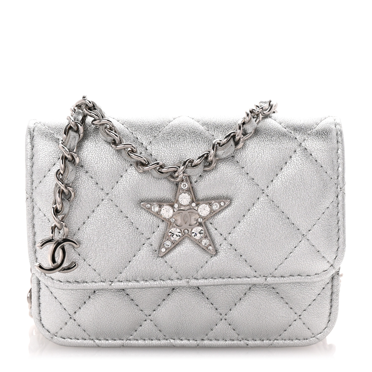 ★All silverの煌めき★CHANEL チェーン付きポーチ ☆All silverの煌めき☆CHANEL チェーン付きポーチ