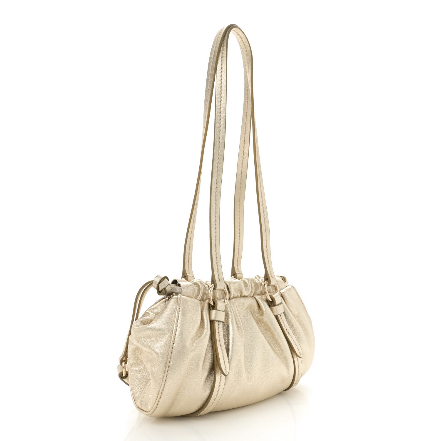 MIU MIU Metallic Nappa Mini Joie Shoulder Bag Pirite 1664188