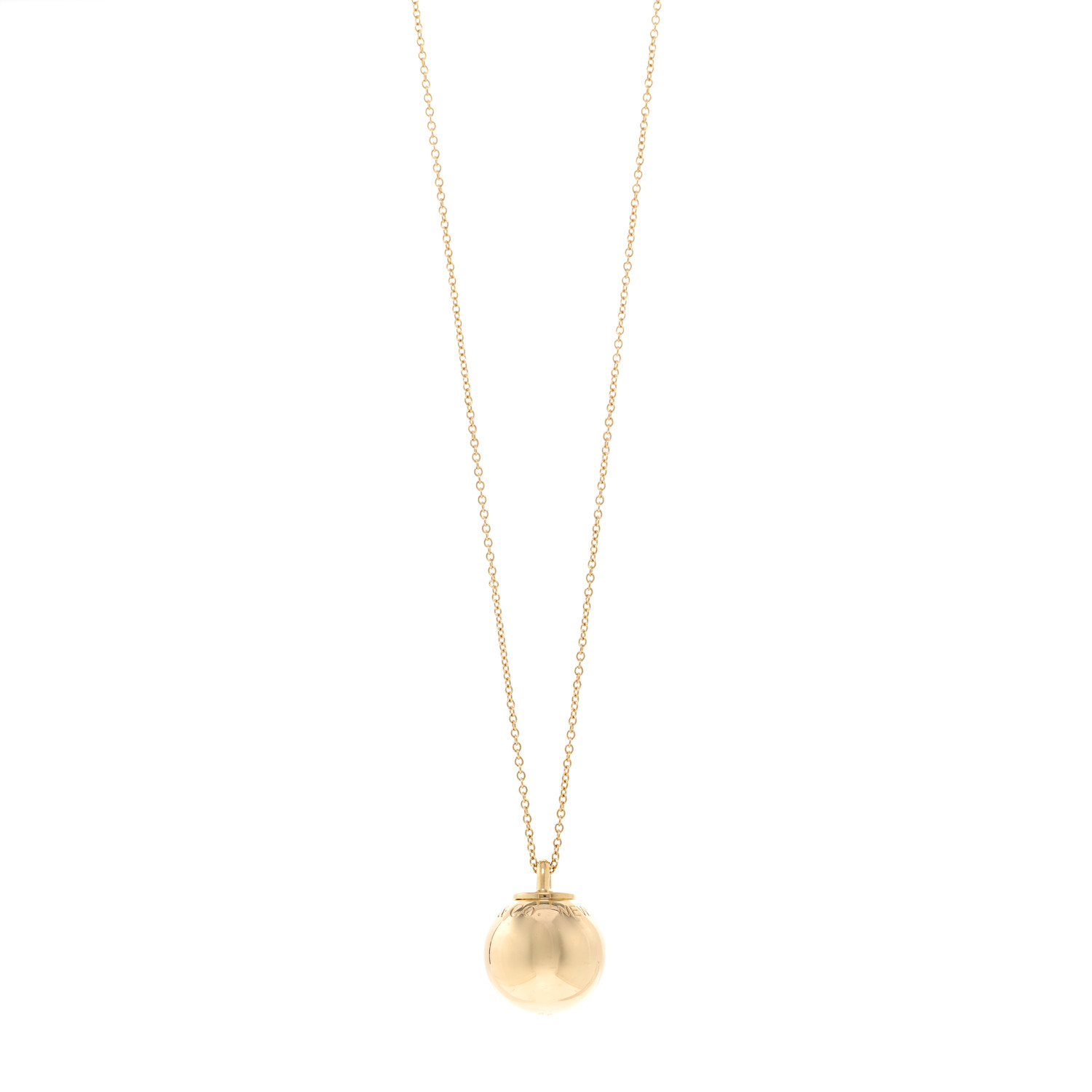 TIFFANY 18K Yellow Gold 19mm HardWear Ball Pendant Necklace