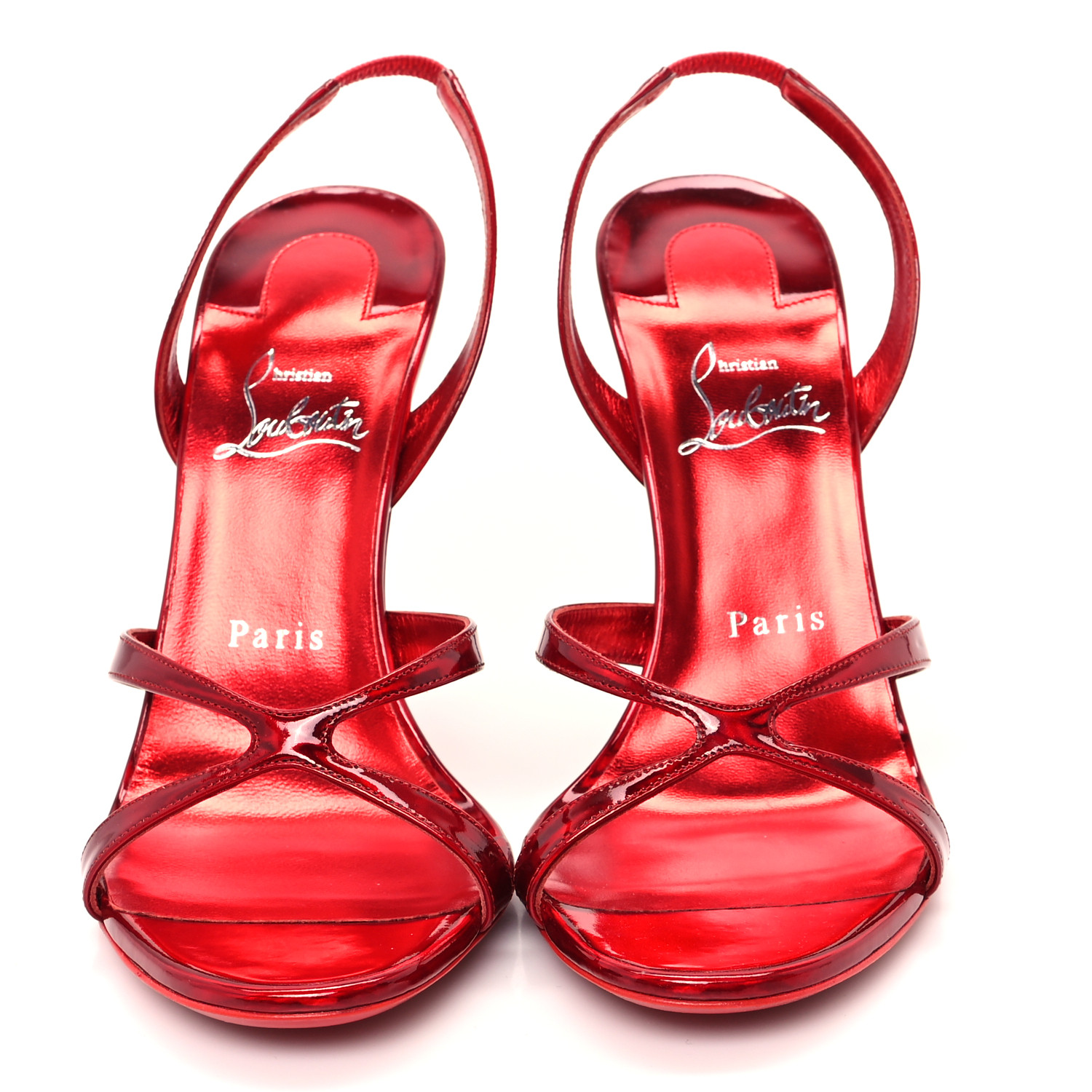 CHRISTIAN LOUBOUTIN Metallic Patent Psychic Emilie 100