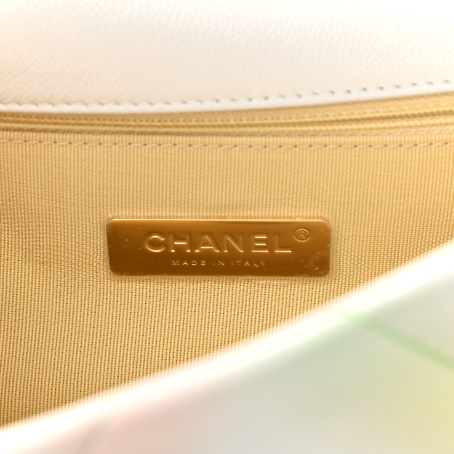 CHANEL Printed Goatskin Quilted Medium Chanel 19 Flap White