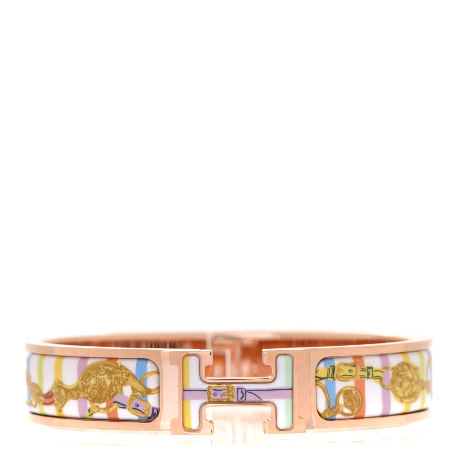 HERMES ブレスレット Clic Clac H Brides de Gala Bayadere HERMES Enamel Printed Brides de Gala Bayadere Narrow Clic
