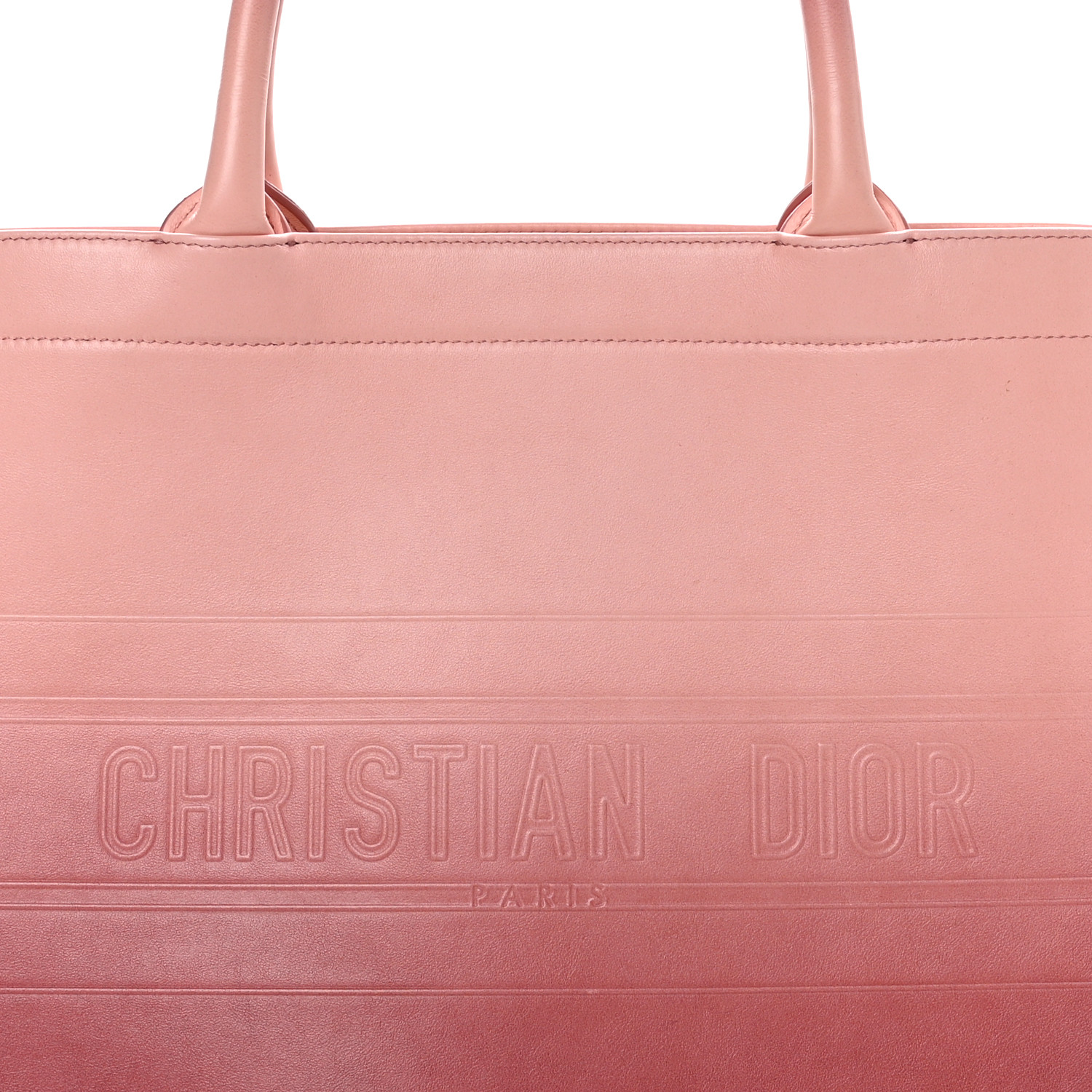 Dior★Dior Medium Embossed Book Tote Pink CHRISTIAN DIOR Gradient Smooth Calfskin Embossed Medium Book