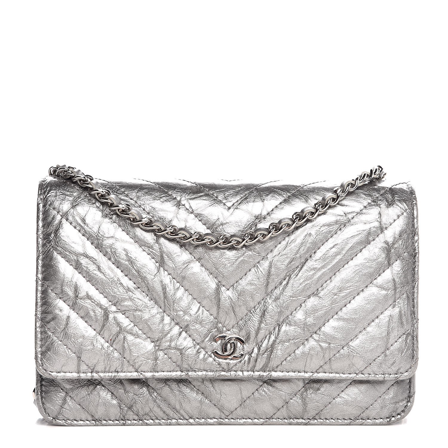 Chanel Grey Shimmer Leather VIP Flap Bag ○ Labellov ○ Buy