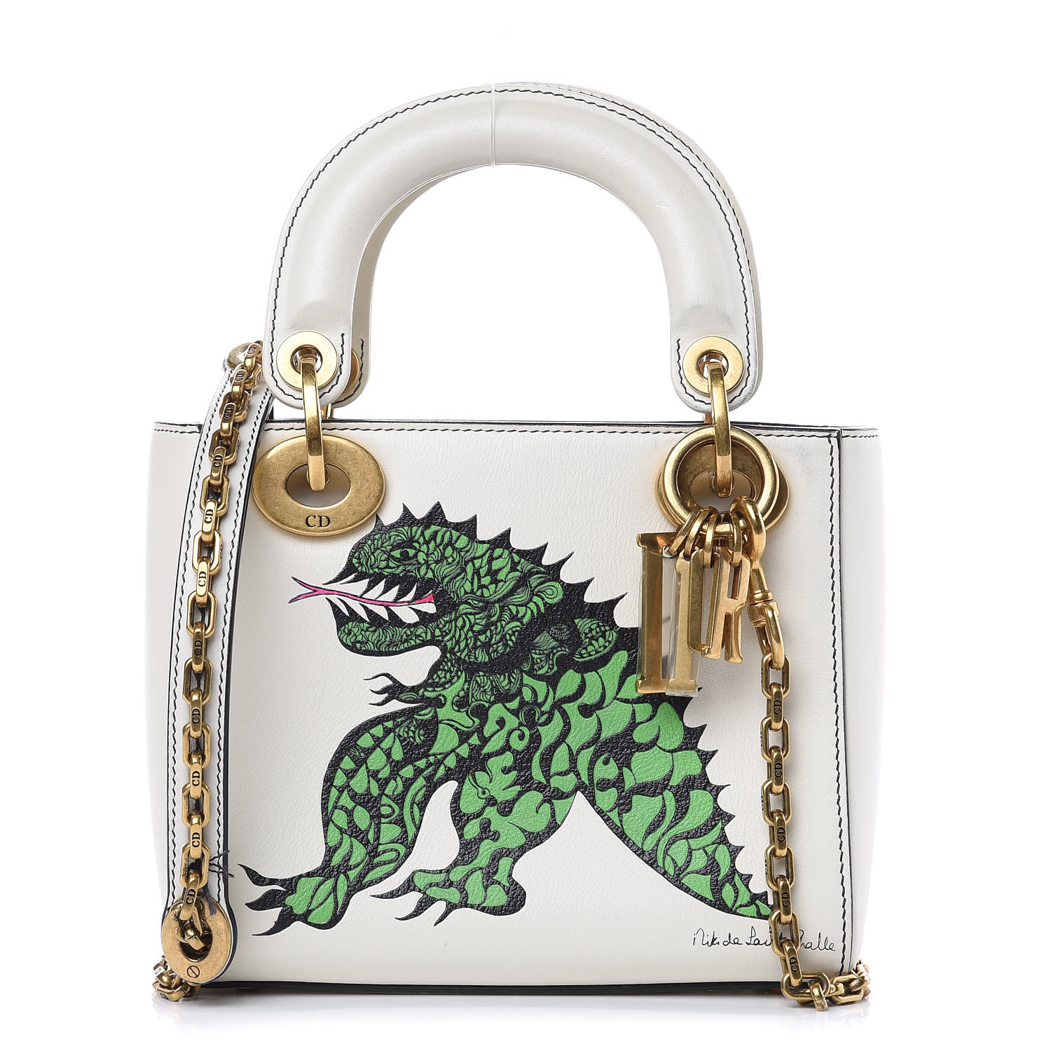 CHRISTIAN DIOR Calfskin Painted Niki de Saint Phalle Dragon