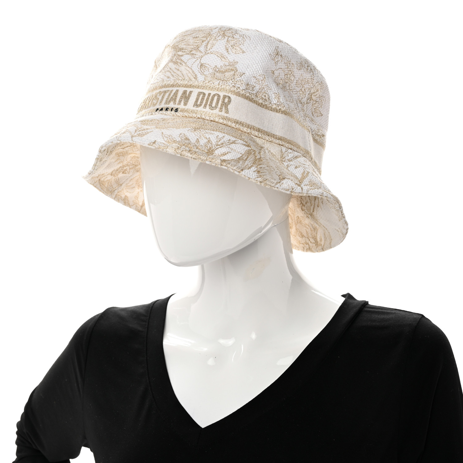 CHRISTIAN DIOR Cotton D-Bobby Small Brim Bucket Hat 59 White