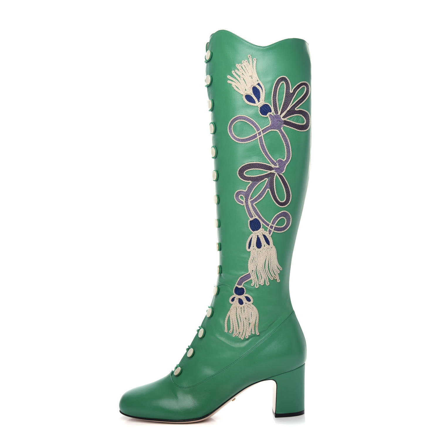 もんち GUCCI Calfskin Embroidered Amaya Knee High Boots 39 New