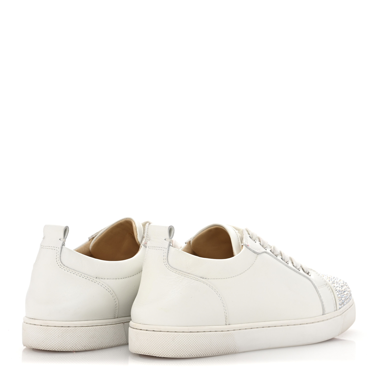 CHRISTIAN LOUBOUTIN Calfskin Strass Junior Flat Sneakers