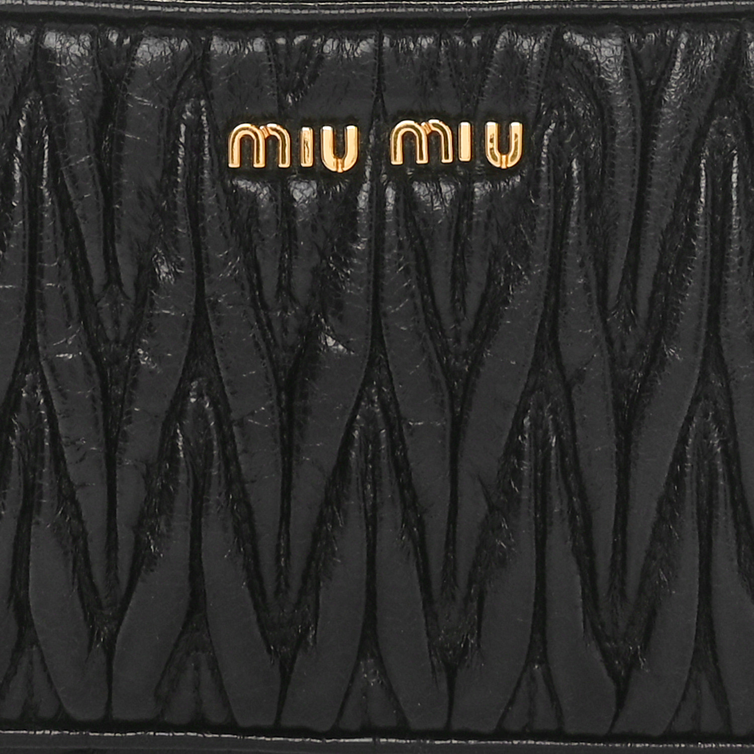 クラッチバッグ Miu Miu Nero Nappa Logo In Lettere Color Oro Applicazione In MIU MIU Nappa Matelasse Double Zip Pochette Clutch Black