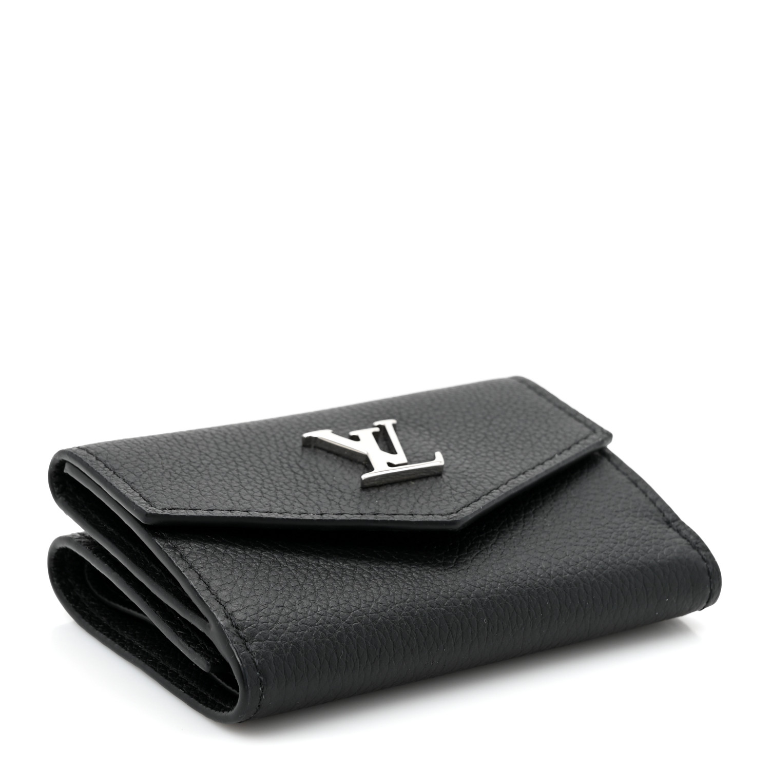 LOUIS VUITTON Soft Calfskin Lockmini Wallet Black 1683862