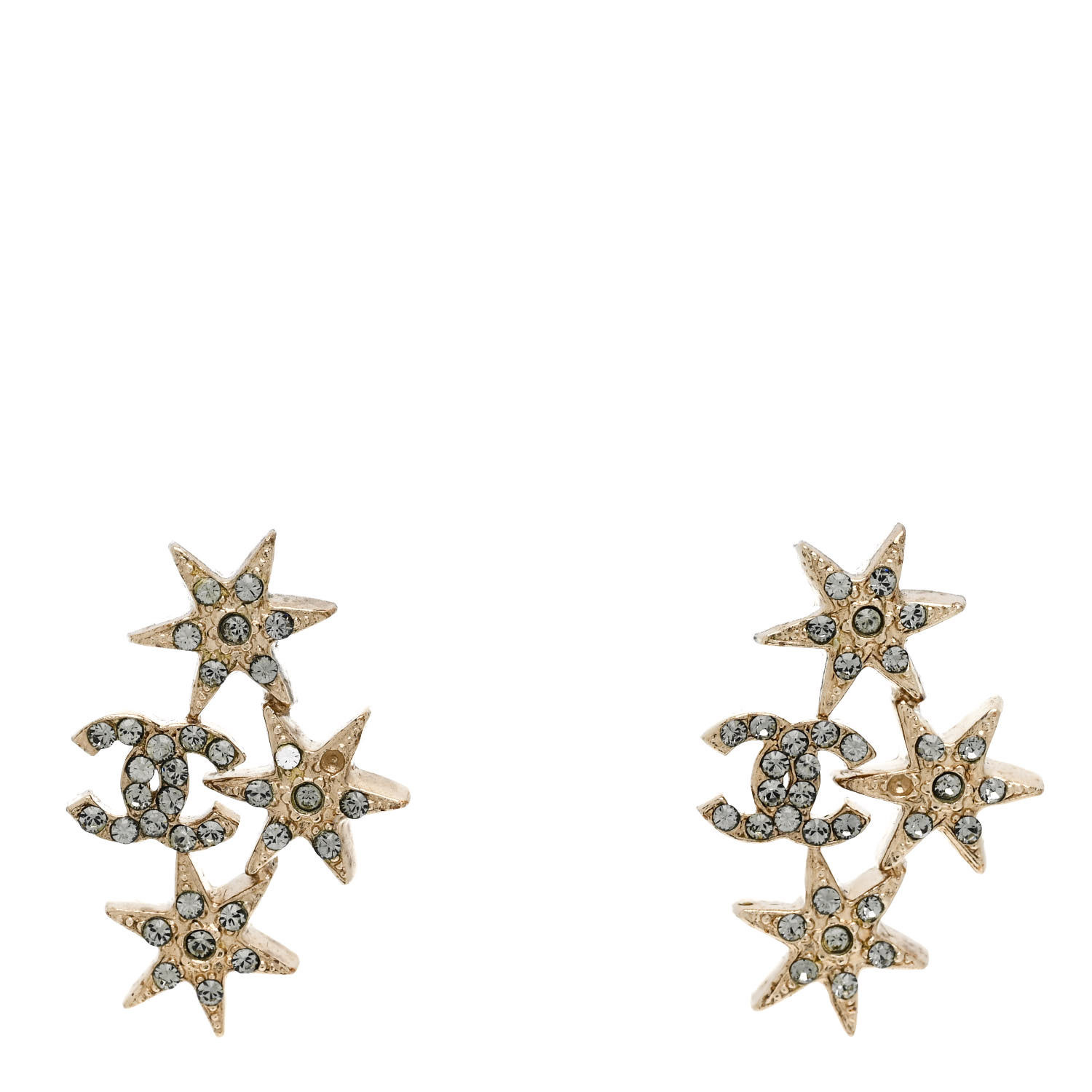 CHANEL Crystal CC Star Earrings Gold 1681423 | FASHIONPHILE