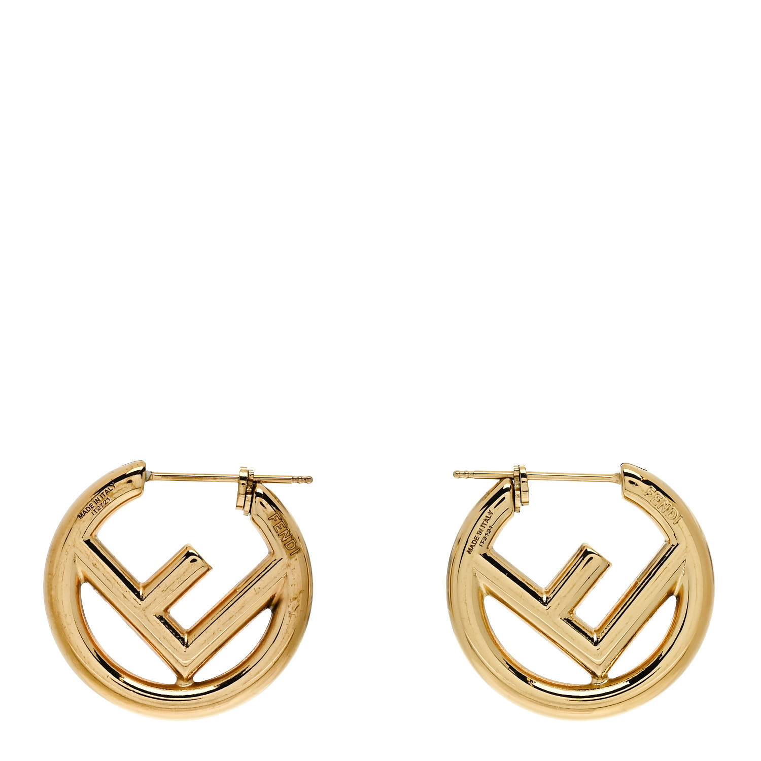 【FENDI】メタルイヤリング FENDI Metal FF Hoop Earrings Gold 1679925 | FASHIONPHILE