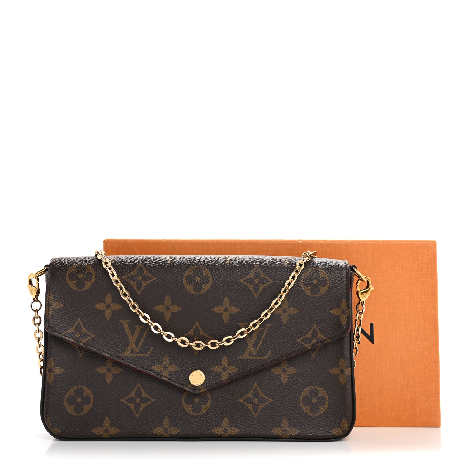 LOUIS VUITTON Monogram Pochette Felicie Chain Wallet Fuchsia
