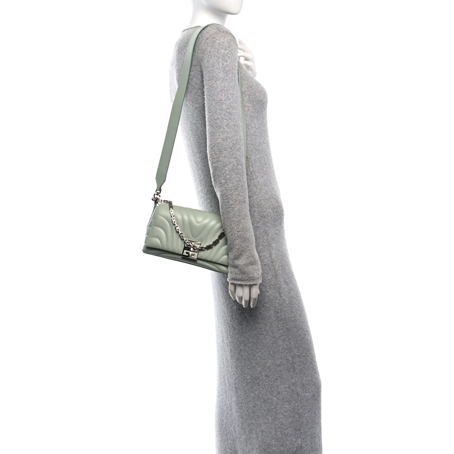 GIVENCHY 4Gモノグラム コットンテリー ミニドレス*LIGHT GREEN GIVENCHY Calfskin Quilted Small 4G Shoulder Bag Light Green