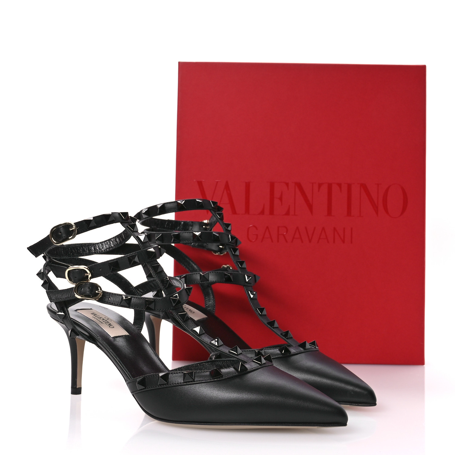 パンプス VALENTINO GARAVANI BLACK LEATHER PUMPS Valentino Garavani Rockstud Leather Caged Pump | Neiman Marcus