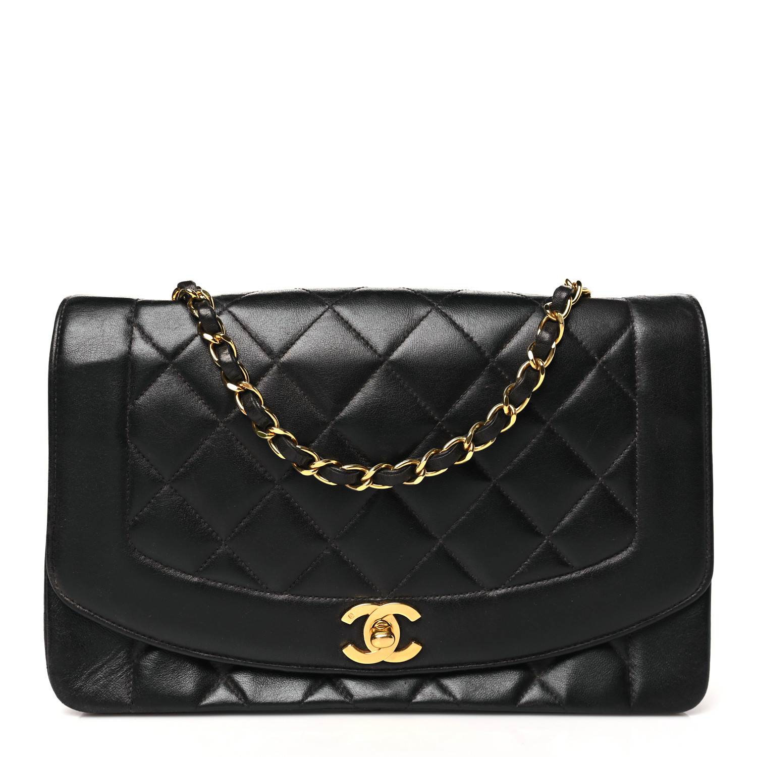 CHANEL Lambskin Quilted Medium Single Flap Black 1670618